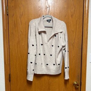 Belldini Cream Heart Patterned collar Sweater
